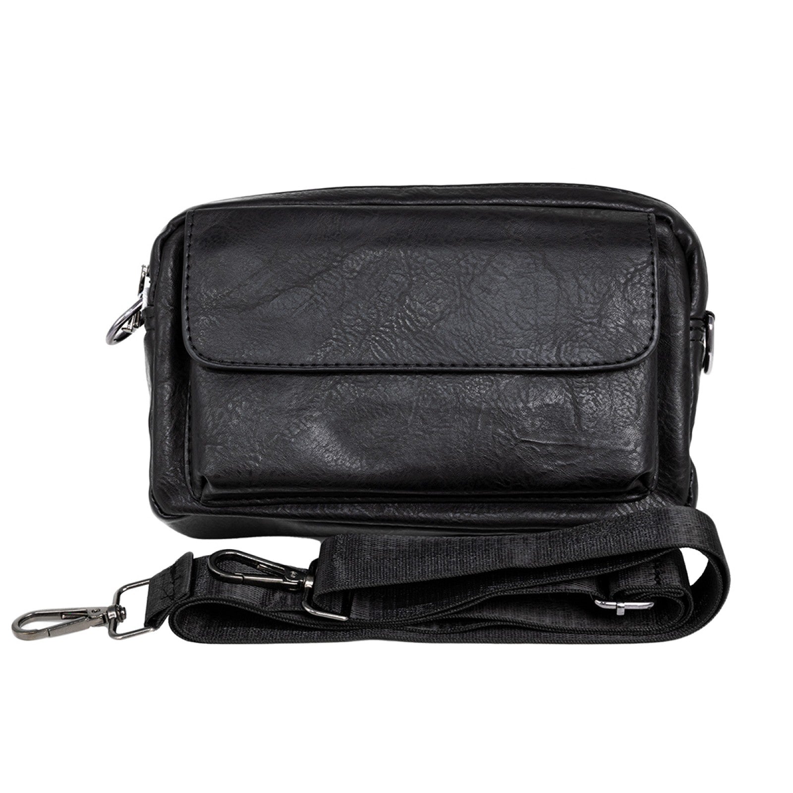 Borsetă bărbați, de umăr, piele ecologică, Naimeed, Companion, Negru, 15x6x23 cm | D5443