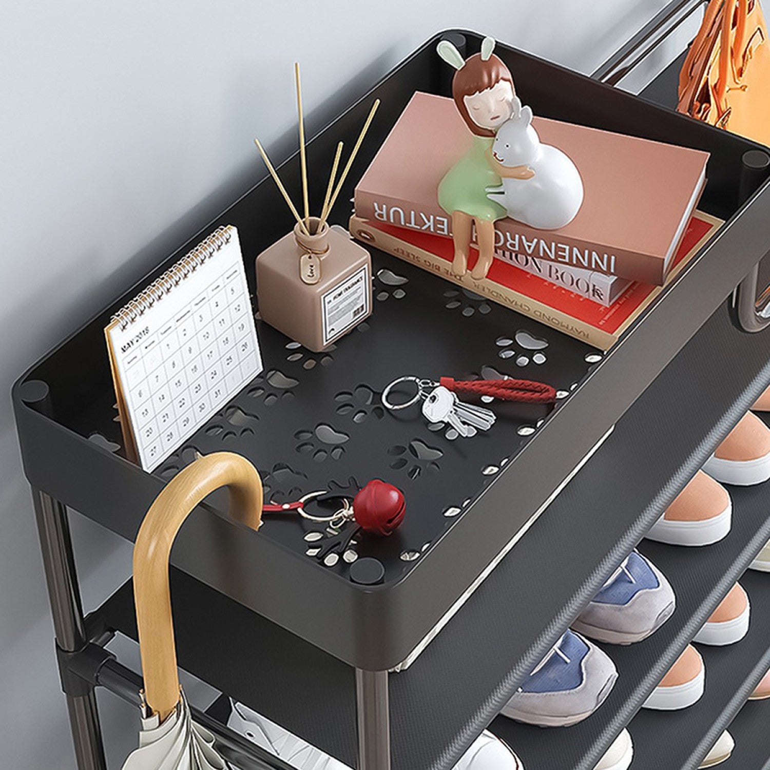 Pantofar cu rafturi și poliță multifuncțională - depozitare practică, design elegant ❘ D5550