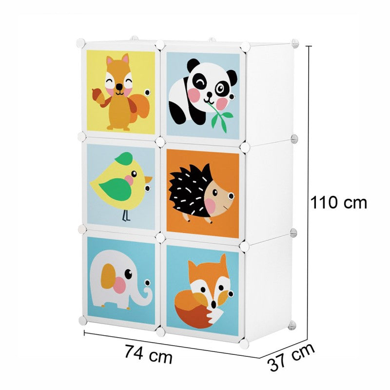Dulap Modular Copii, 6 Uși, 37 x 74 x 110 cm, Alb | D5791