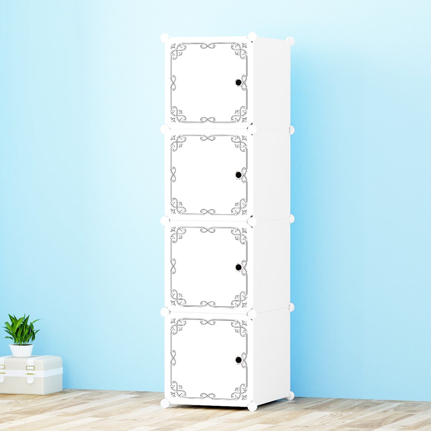 Dulap Modular, 4 Compartimente, 37 x 148 x 37 cm, Alb ❘ D5815-modular