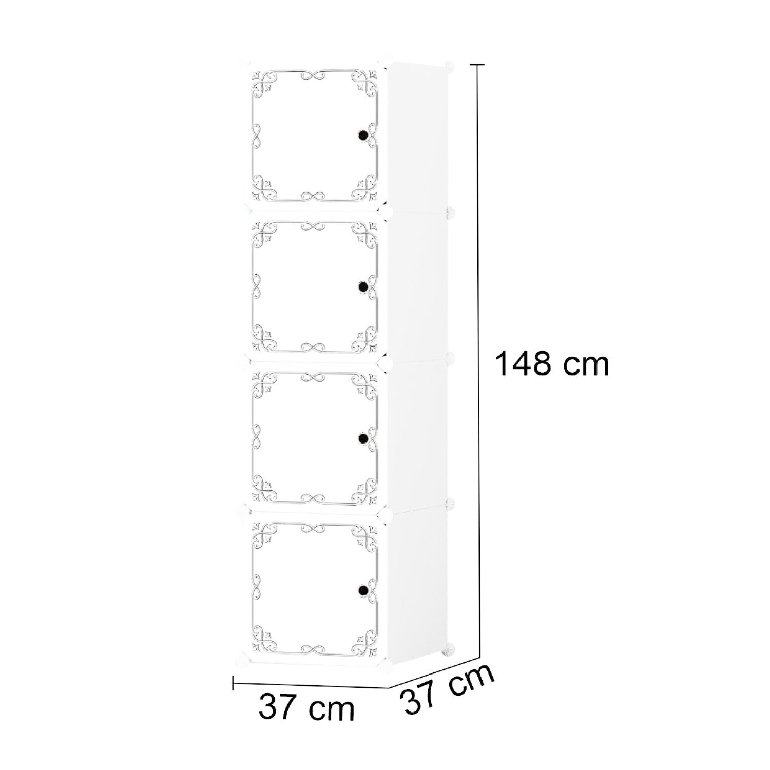Dulap Modular, 4 Compartimente, 37 x 148 x 37 cm, Alb ❘ D5815-modular