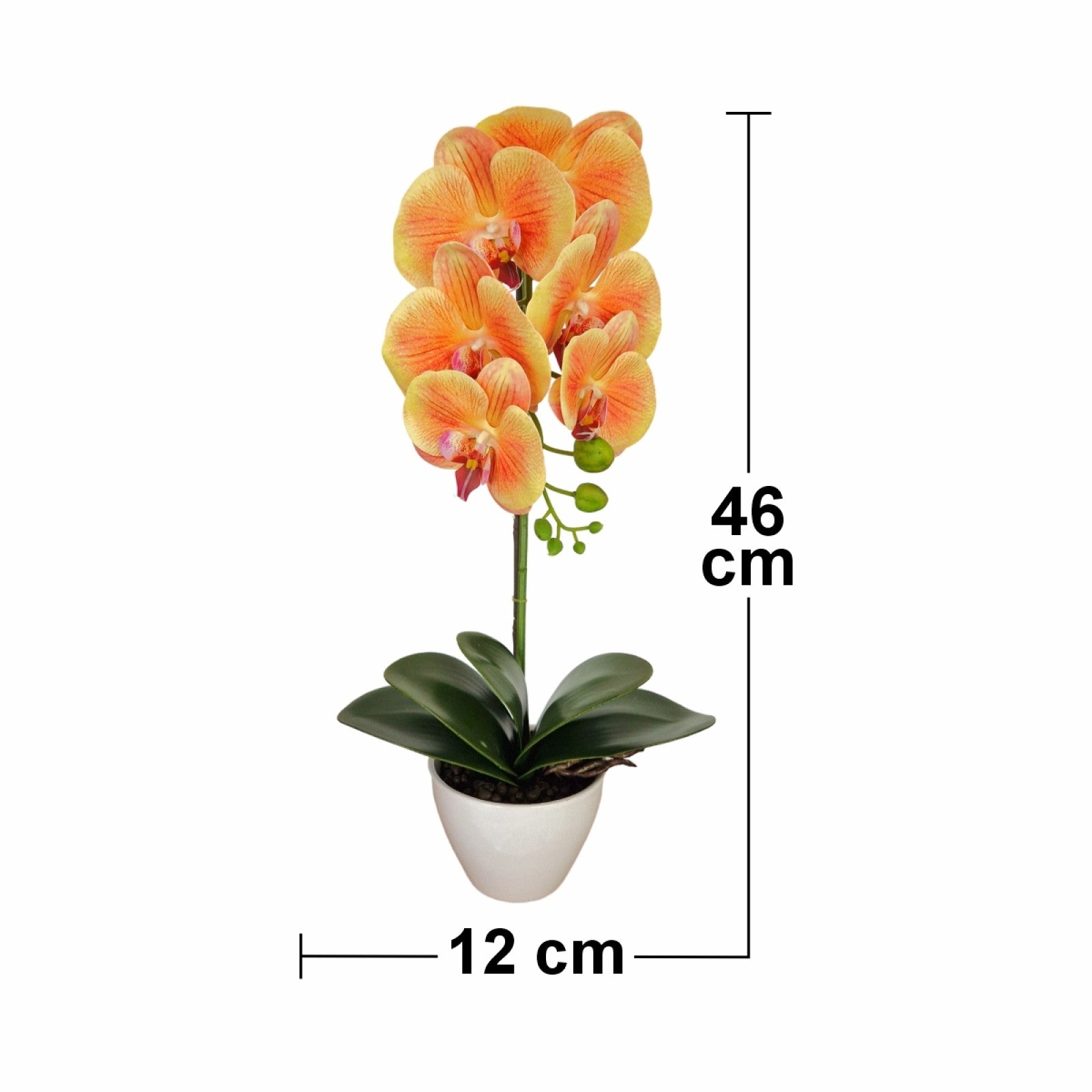 Orhidee cu aspect natural în ghiveci ceramic, 46 cm, diverse culori ❘ D5820
