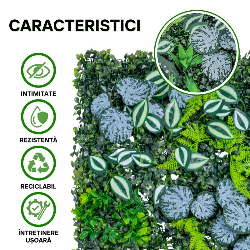 Panou din Plante Artificiale, cu Frunze, Verde Multicolor, 600x400mm, Diverse Modele | D5901 + D5897