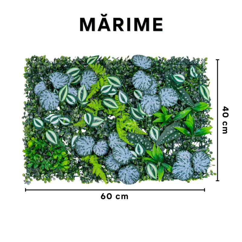 Panou din Plante Artificiale, cu Frunze, Verde Multicolor, 600x400mm, Diverse Modele | D5901 + D5897