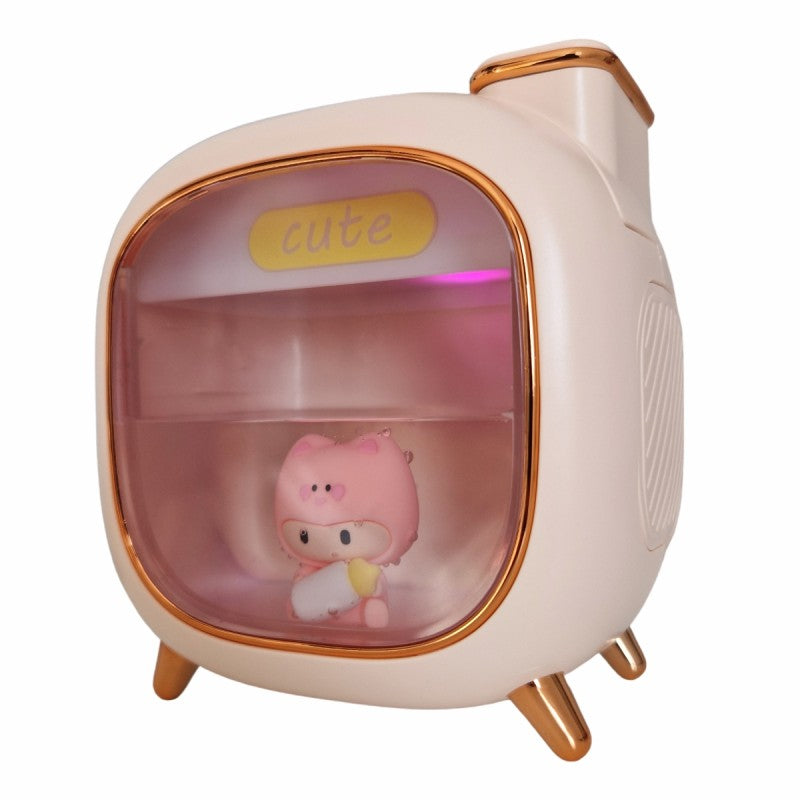 Umidificator cu aromaterapie pentru copii, 120x126x88 mm, Crem/Roz/Verde + CADOU 1 x Ulei aromatic ❘ D6069