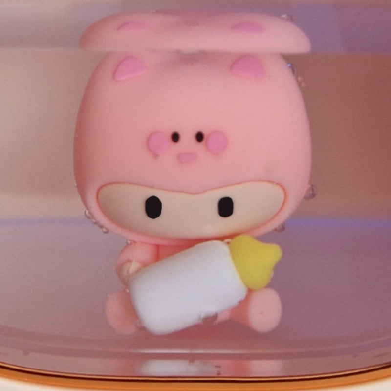 Umidificator cu aromaterapie pentru copii, 120x126x88 mm, Crem/Roz/Verde + CADOU 1 x Ulei aromatic ❘ D6069