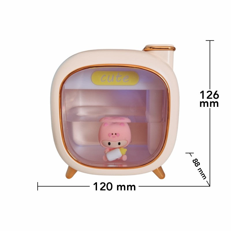 Umidificator cu aromaterapie pentru copii, 120x126x88 mm, Crem/Roz/Verde + CADOU 1 x Ulei aromatic ❘ D6069