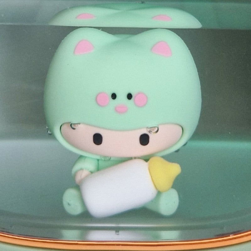 Umidificator cu aromaterapie pentru copii, 120x126x88 mm, Crem/Roz/Verde + CADOU 1 x Ulei aromatic ❘ D6069