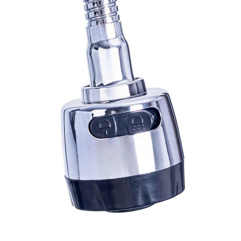 Baterie chiuvetă Naimeed pentru o singură alimentare (apă caldă sau rece) – design modern, rotire 360° și 2 moduri de jet, Argintiu ❘ D6183