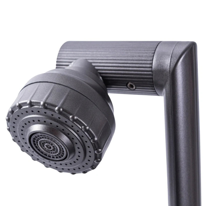 Baterie chiuvetă Naimeed pentru o singură alimentare (apă caldă sau rece) – design modern, rotire 360° și 2 moduri de jet, Gri ❘ D6186