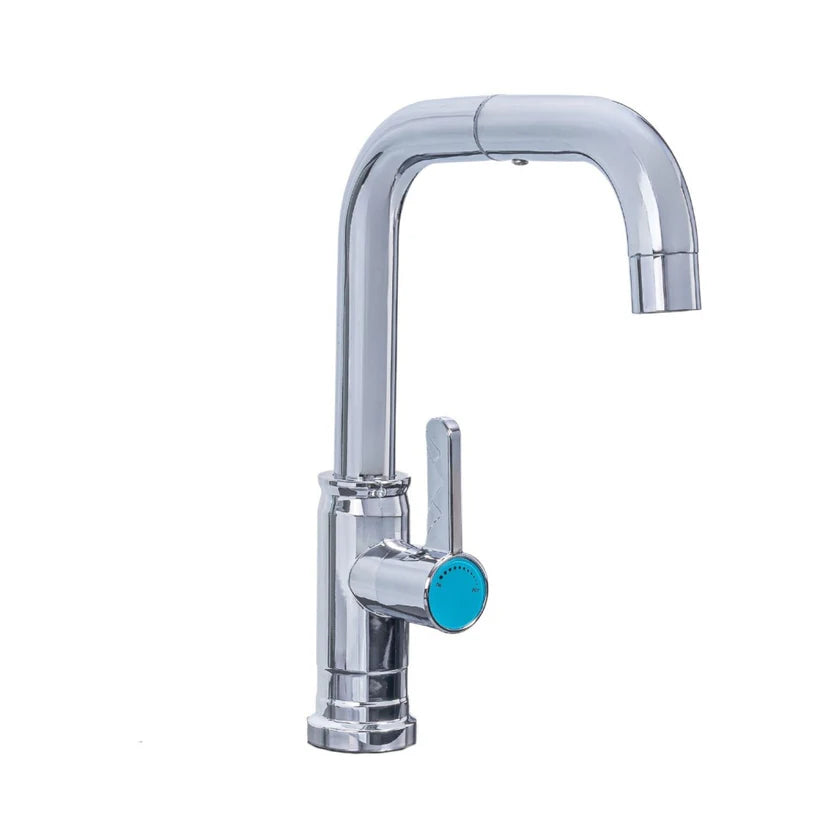 Baterie chiuvetă Naimeed pentru o singură alimentare (apă caldă sau rece) – design modern, rotire 360°, Argintiu ❘ D6187