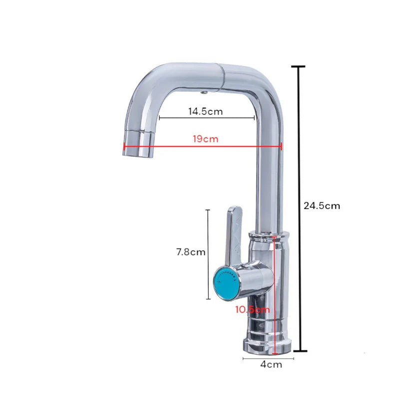 Baterie chiuvetă Naimeed pentru o singură alimentare (apă caldă sau rece) – design modern, rotire 360°, Argintiu ❘ D6187
