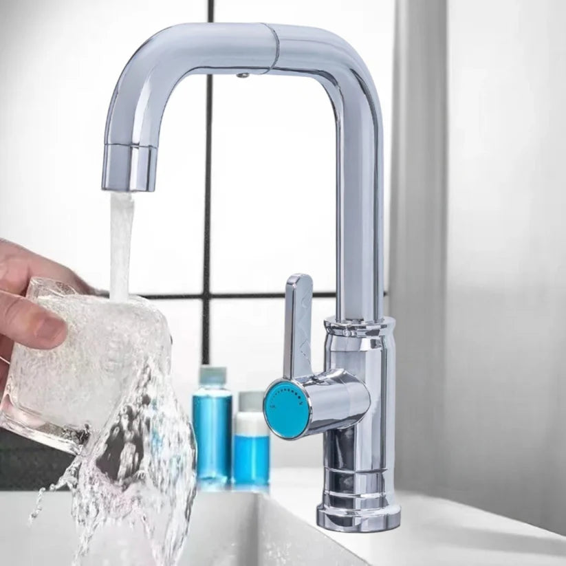 Baterie chiuvetă Naimeed pentru o singură alimentare (apă caldă sau rece) – design modern, rotire 360°, Argintiu ❘ D6187