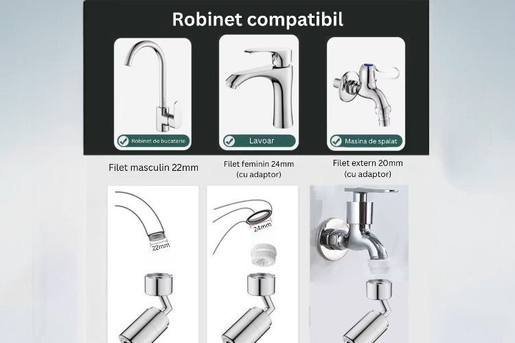 Pachet: Pară de duș universală + Extensie pivotantă robinet ❘ D6191 / D6192