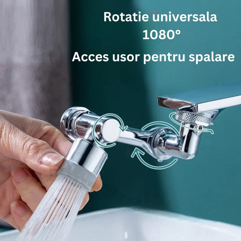 Set: Cap robinet aerator universal + Extensie pivotantă, Argintiu ❘ D4413/D6192