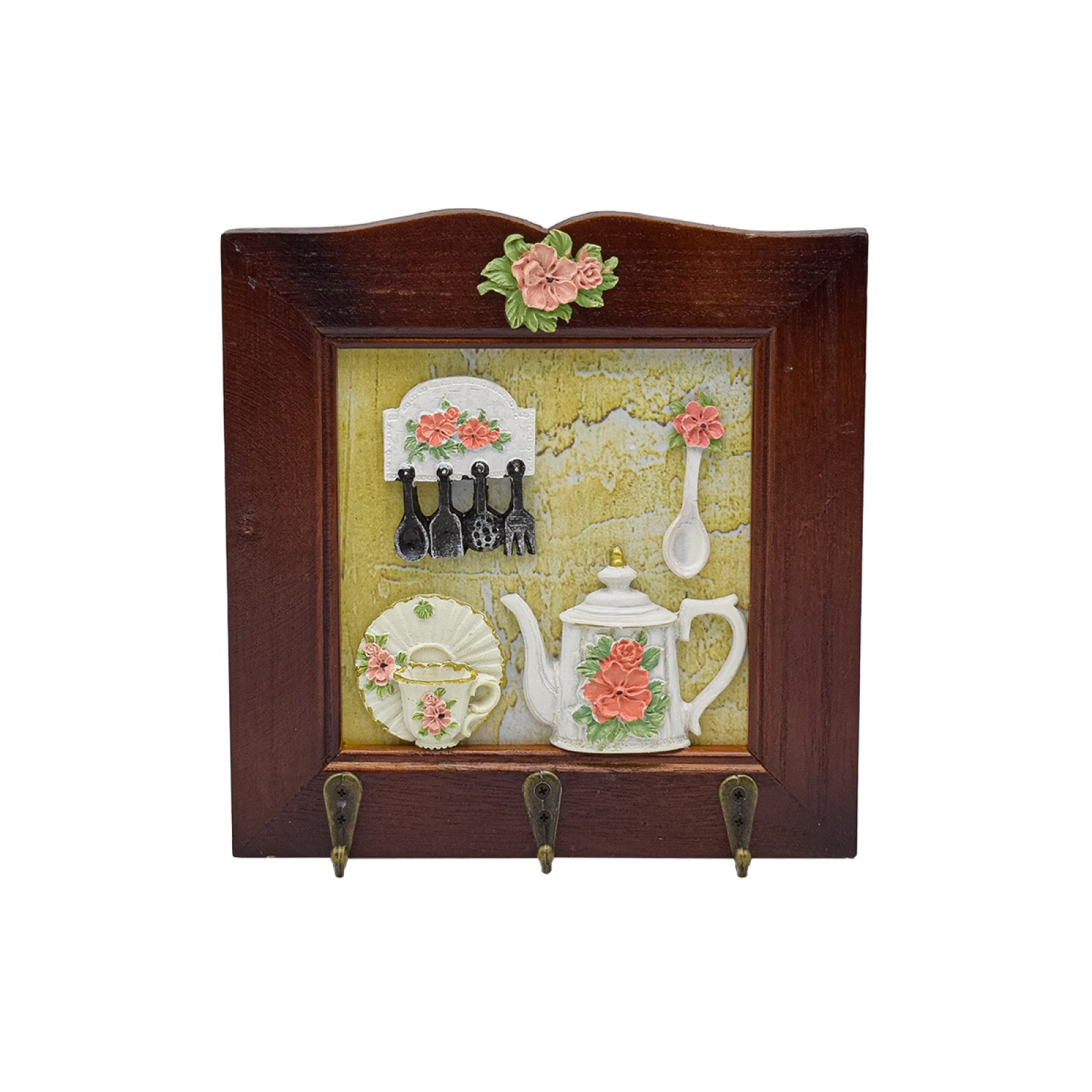 SET: Ghirlandă tip Eucalipt, 1.7 m, Verde + Cuier decorativ, 21 x 21 cm ❘ D7029/D66