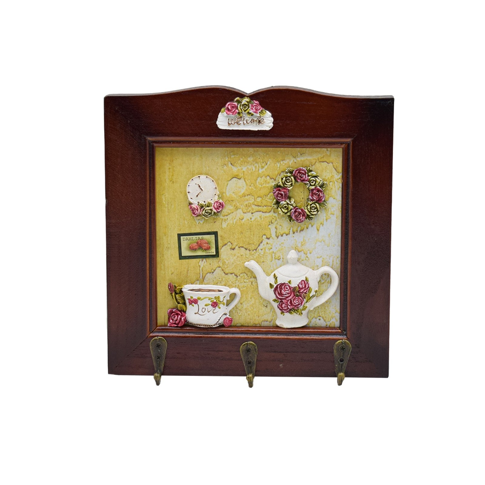 SET: Ghirlandă tip Eucalipt, 1.7 m, Verde + Cuier decorativ, 21 x 21 cm ❘ D7029/D66