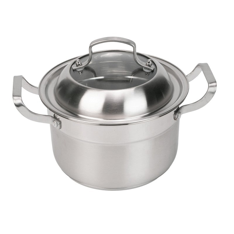 Set de Gătit Sub Aburi, Inox, 3 Piese, Oala 26 x 24 cm, Strecurătoare, Capac ❘ D6720