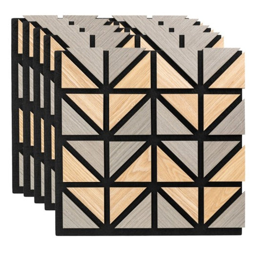 Set 5 Panouri Riflaje Acustice Decorative, MDF și Pâslă, 50x50x1.8cm, Multiple Variante ❘ D6752 / D6751 / D67510