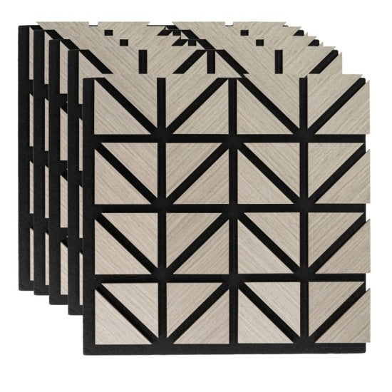 Set 5 Panouri Riflaje Acustice Decorative, MDF și Pâslă, 50x50x1.8cm, Multiple Variante ❘ D6752 / D6751 / D67510