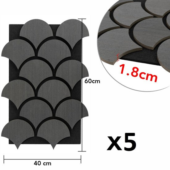 Set 5 Panouri Riflaje Acustice Decorative, MDF și Pâslă, 60x40x1.8cm, Multiple Variante ❘ D6762 / D6763 / D6764