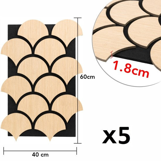 Set 5 Panouri Riflaje Acustice Decorative, MDF și Pâslă, 60x40x1.8cm, Multiple Variante ❘ D6762 / D6763 / D6764