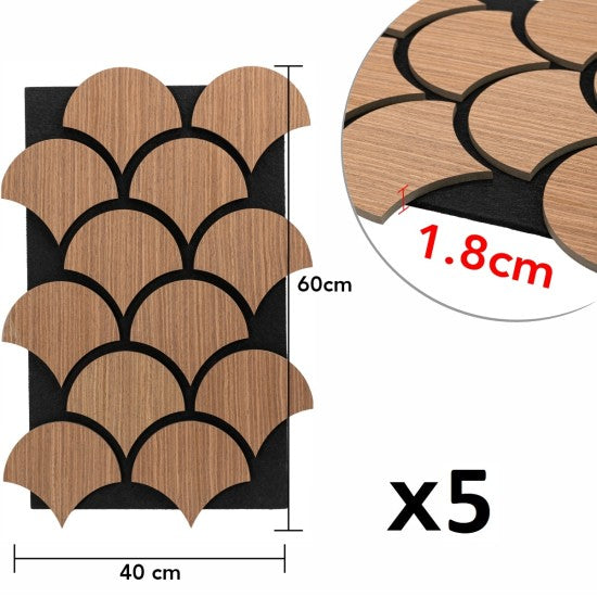 Set 5 Panouri Riflaje Acustice Decorative, MDF și Pâslă, 60x40x1.8cm, Multiple Variante ❘ D6762 / D6763 / D6764