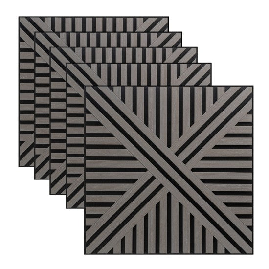 Set 5 Panouri Riflaje Acustice Decorative, MDF și Pâslă, 60x60x1.8cm, Multiple Variante ❘ D6766 / D6765 / D6770 / D6767