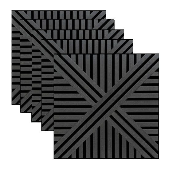 Set 5 Panouri Riflaje Acustice Decorative, MDF și Pâslă, 60x60x1.8cm, Multiple Variante ❘ D6766 / D6765 / D6770 / D6767