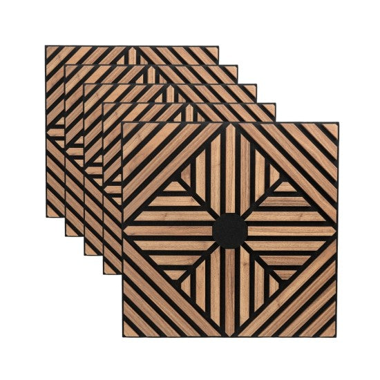 Set 5 Panouri Riflaje Acustice Decorative, MDF și Pâslă, 60x60x1.8cm, Multiple Variante ❘ D6766 / D6765 / D6770 / D6767
