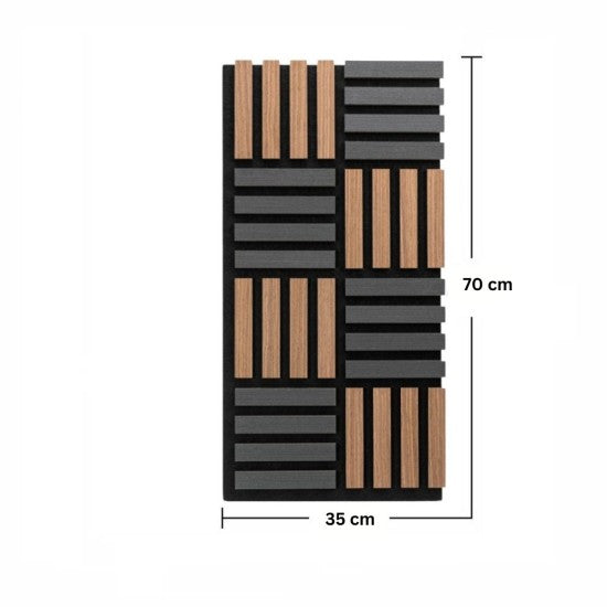 Set 5 Panouri Riflaje Acustice Decorative, MDF și Pâslă, 70x35x2.1cm, Stejar/Stejar Închis, Multiple Variante ❘ D6773 / D6772
