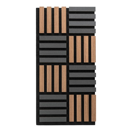 Set 5 Panouri Riflaje Acustice Decorative, MDF și Pâslă, 70x35x2.1cm, Stejar/Stejar Închis, Multiple Variante ❘ D6773 / D6772