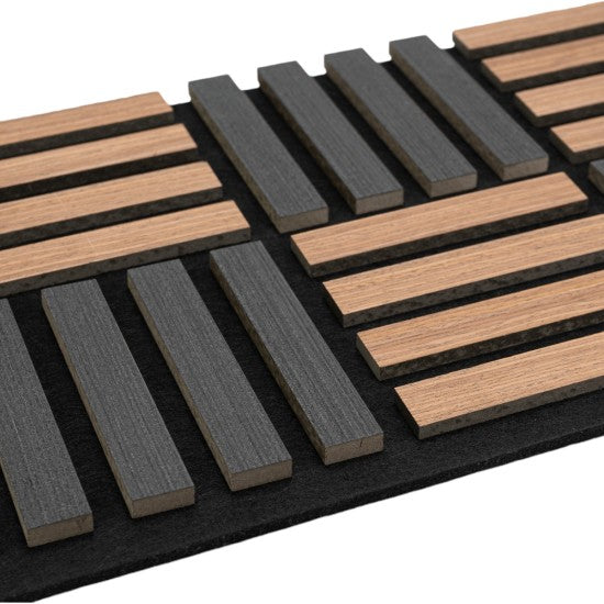Set 5 Panouri Riflaje Acustice Decorative, MDF și Pâslă, 70x35x2.1cm, Stejar/Stejar Închis, Multiple Variante ❘ D6773 / D6772