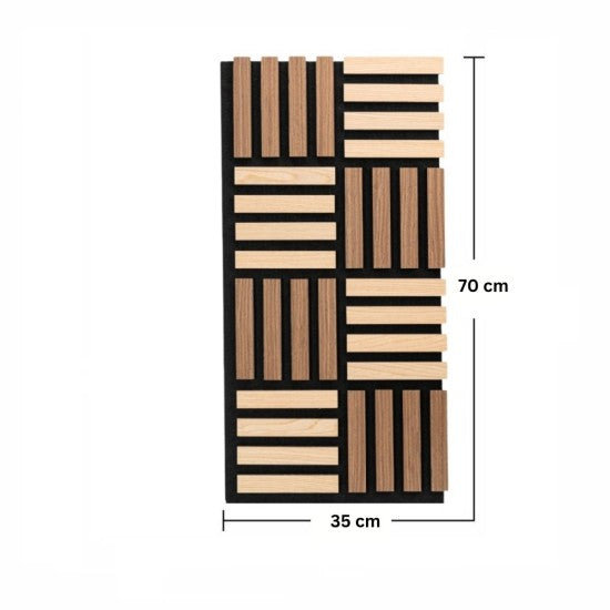 Set 5 Panouri Riflaje Acustice Decorative, MDF și Pâslă, 70x35x2.1cm, Stejar/Stejar Închis, Multiple Variante ❘ D6773 / D6772
