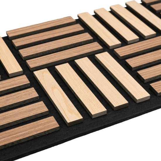 Set 5 Panouri Riflaje Acustice Decorative, MDF și Pâslă, 70x35x2.1cm, Stejar/Stejar Închis, Multiple Variante ❘ D6773 / D6772