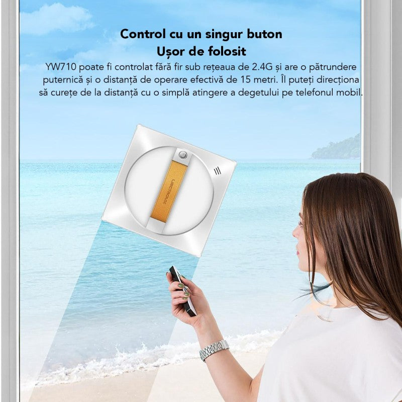 Robot Curățare Geamuri Liectroux YW710, 2500Pa, Baterie 650 mAh, Protecție Anti-Cădere, Autonomie 30 min, Capacitate 90ml, 215 x 215 x 63 mm / D6811