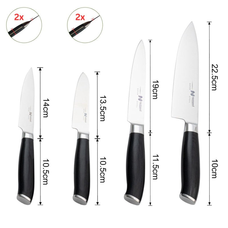 Set 4 Cuțite Profesionale cu Suport Magnetic, din Oțel Inoxidabil ❘ D6832