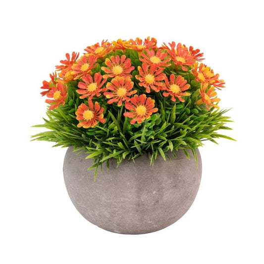 Set 3 x Plantă artificială cu aspect natural și ghiveci de hârtie, 12x10 cm, diverse culori ❘ D69__