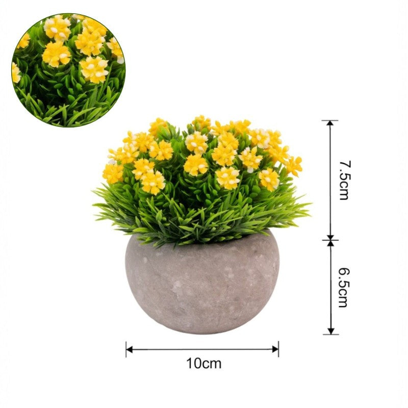 Set 3 x Plantă artificială cu aspect natural și ghiveci de hârtie, 12x10 cm, diverse culori ❘ D69__