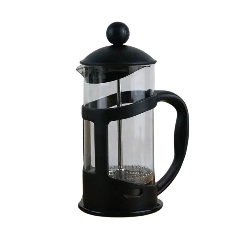 Set: Cafetieră MOKA, 6 cafele, 300 ml, Alb/Negru + Infuzor de Cafea și Ceai French Press, 600ml, Sticlă/Oțel inoxidabil ❘ D3411.negru.alb / D6969