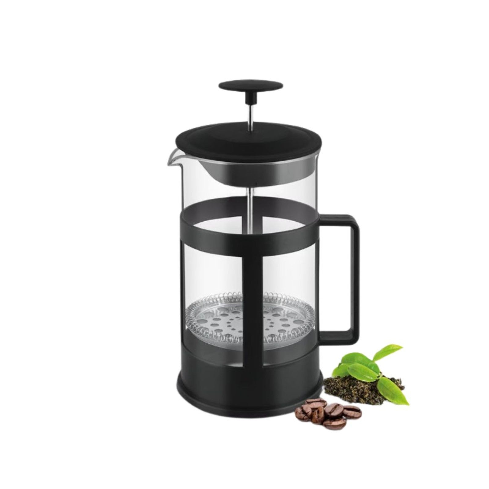 Set: Ibric electric Sokany 500 ml, 800W, Negru/Inox + Infuzor de cafea și ceai French Press, 800 ml, Sticlă/Oțel inoxidabil ❘ DC/DL-203 / D6970