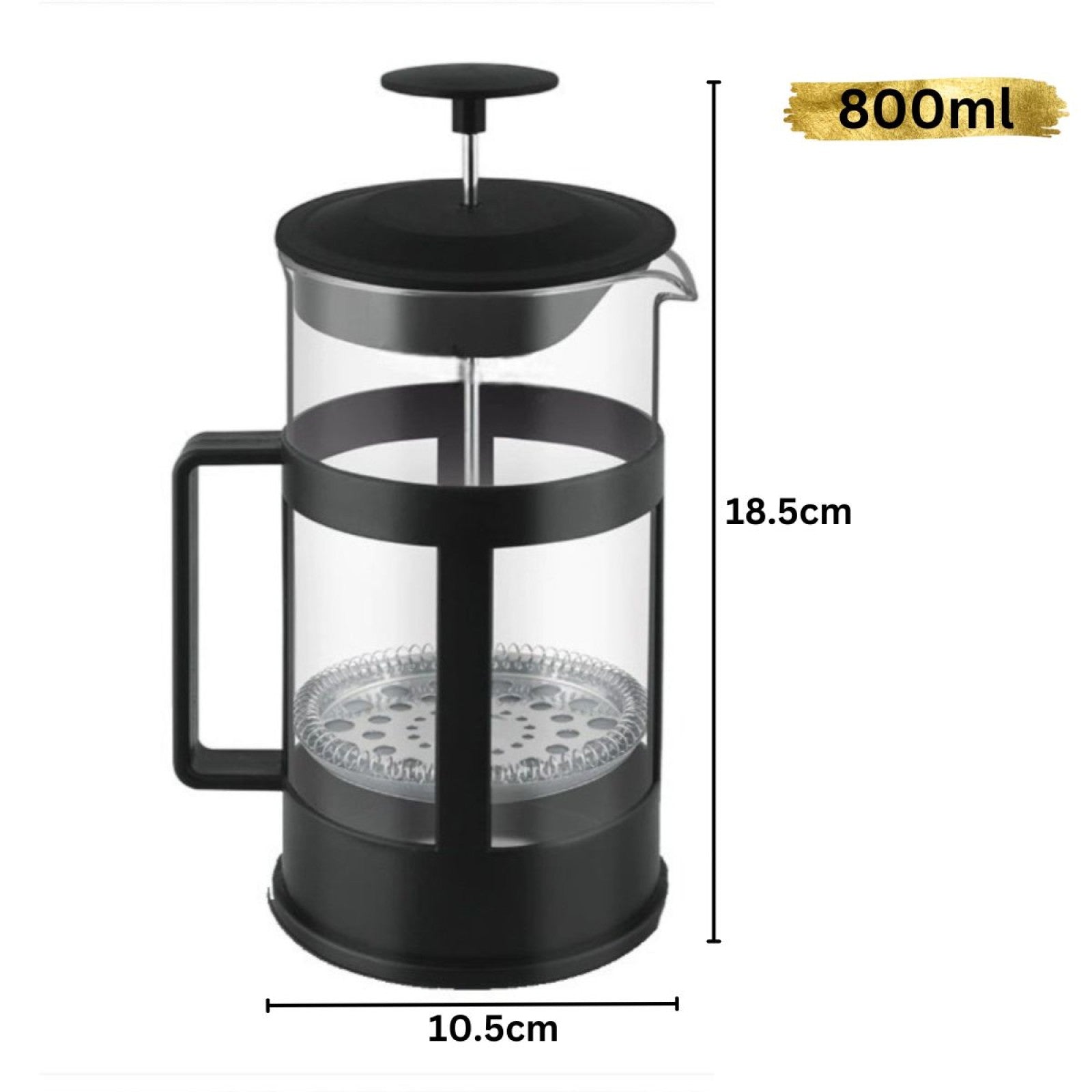 Set: Ibric electric Sokany 500 ml, 800W, Negru/Inox + Infuzor de cafea și ceai French Press, 800 ml, Sticlă/Oțel inoxidabil ❘ DC/DL-203 / D6970