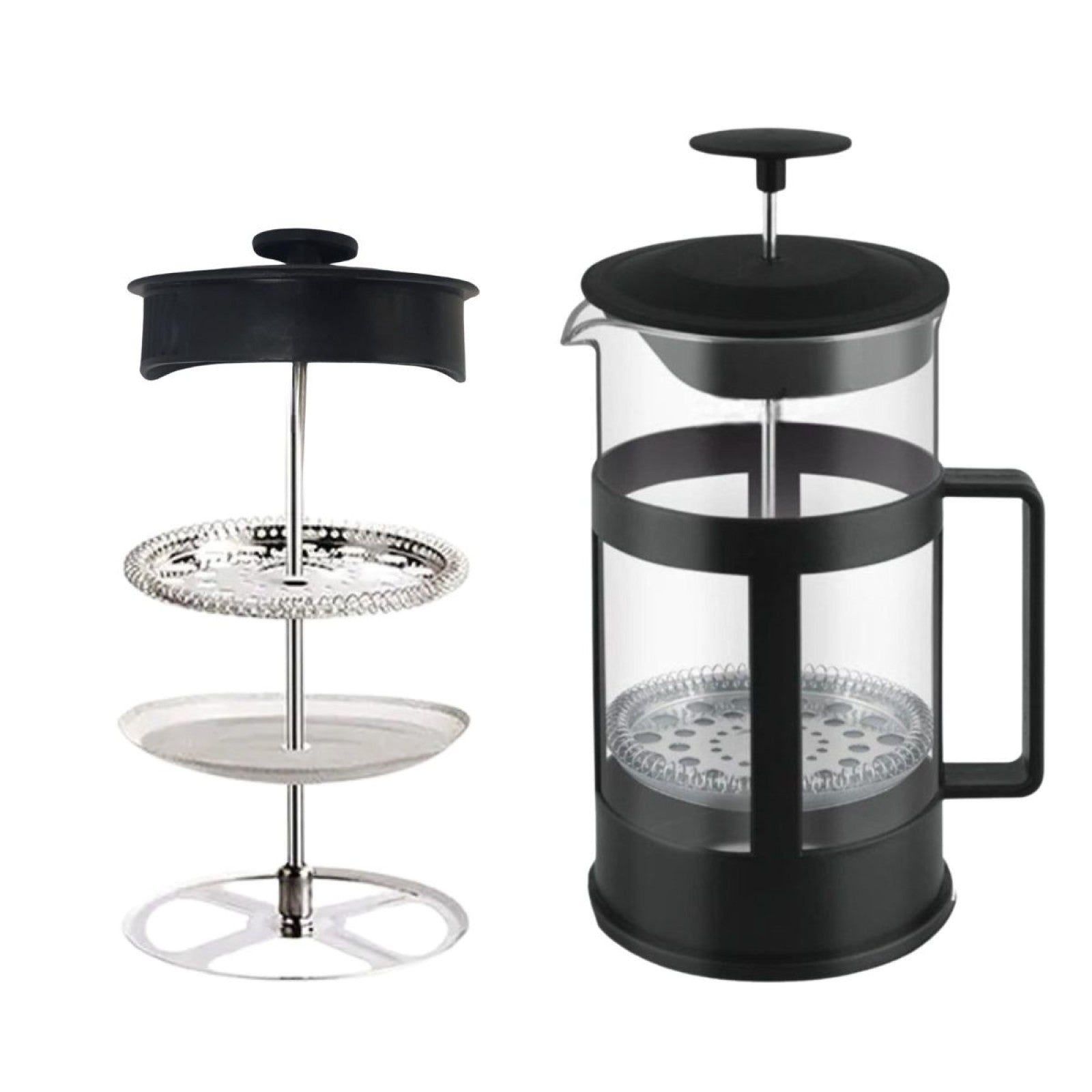 Set: Ibric electric Sokany 500 ml, 800W, Negru/Inox + Infuzor de cafea și ceai French Press, 800 ml, Sticlă/Oțel inoxidabil ❘ DC/DL-203 / D6970