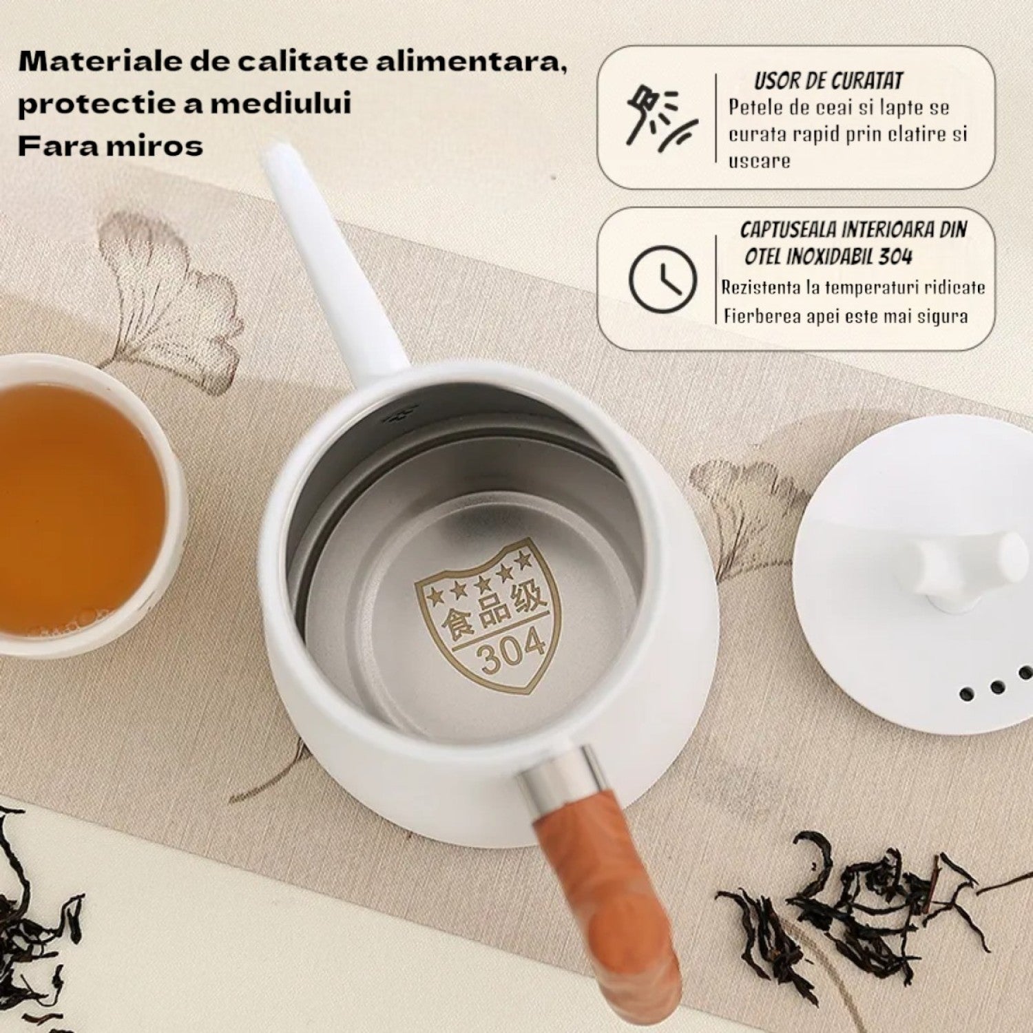 Ceainic cu Capac, Design Elegant, Oțel Inoxidabil/Plastic, 1500ml, 16.5x13x10cm, Diverse Culori ❘ D6971 / D6972