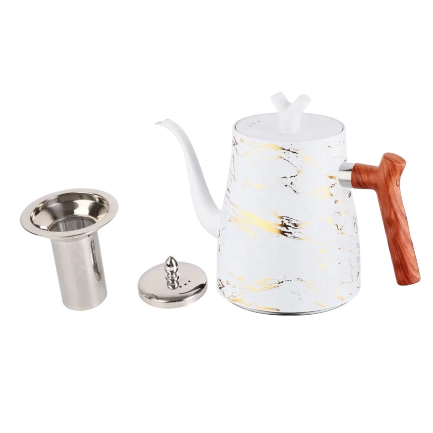 Ceainic cu Capac, Design Elegant, Oțel Inoxidabil/Plastic, 1500ml, 16.5x13x10cm, Diverse Culori ❘ D6971 / D6972
