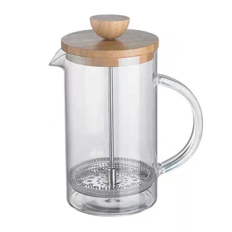 Infuzor French Press din Sticlă Borosilicată cu capac din Bambus, Capacitate 800 ml, Sticlă/Bambus ❘ D6973