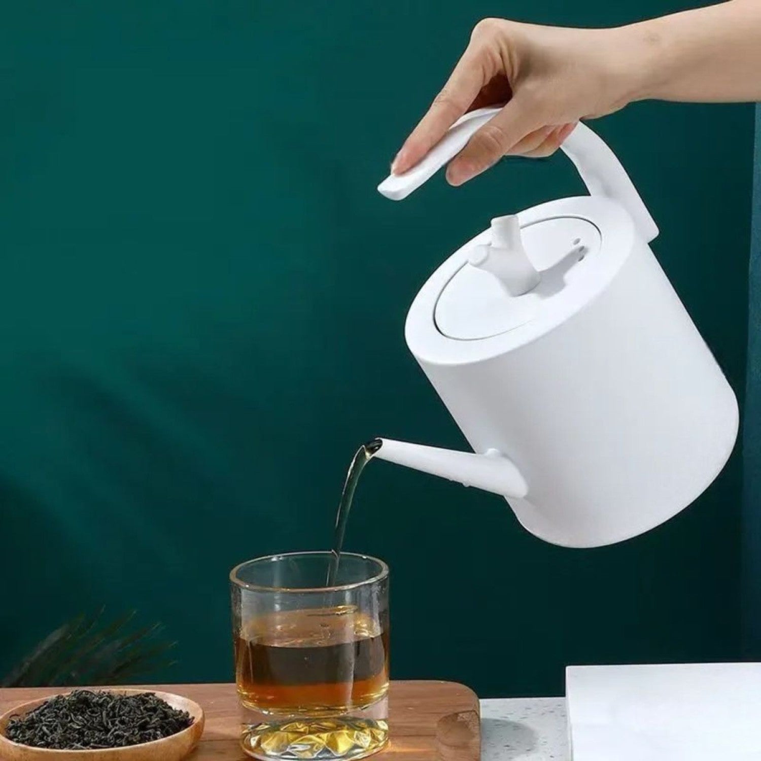 Ceainic cu Capac, Design Elegant, Oțel Inoxidabil/Plastic, 1500ml, 22x21x13cm, Diverse Culori ❘ D6977