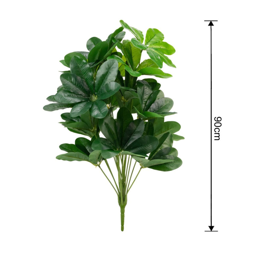 Plantă decorativă artificială, fără ghiveci, tip Schefflera, 90 cm, Verde ❘ D7025
