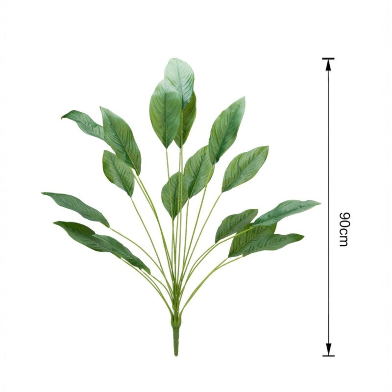 Plantă decorativă artificială, fără ghiveci, tip Spathiphyllum, 90 cm, Verde ❘ D7026