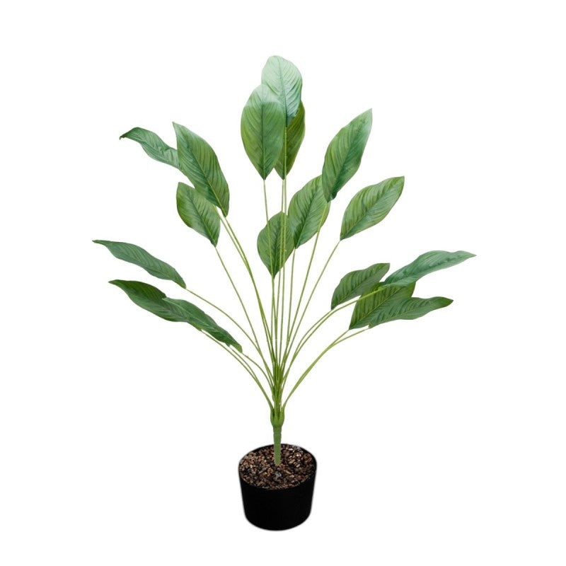Plantă decorativă artificială, fără ghiveci, tip Spathiphyllum, 90 cm, Verde ❘ D7026